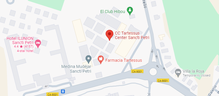 Plano callejero de la ubicación del Centro Comercial Tartessus